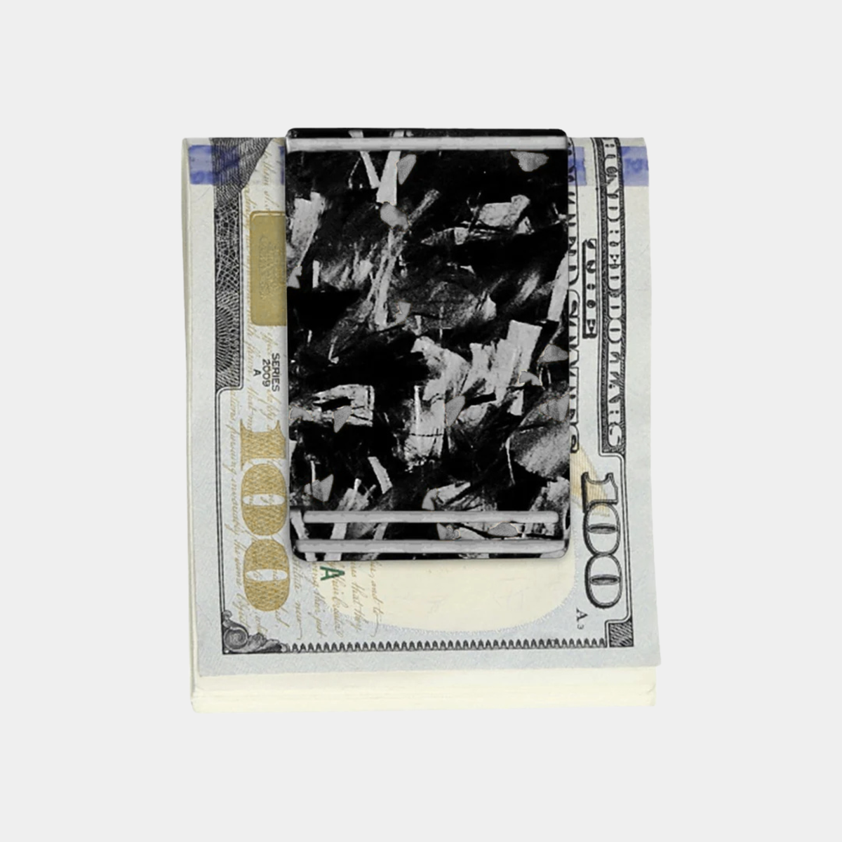 Pince à billets en carbone forgé noir Fibernium, finition FORGE, tenant billets et cartes