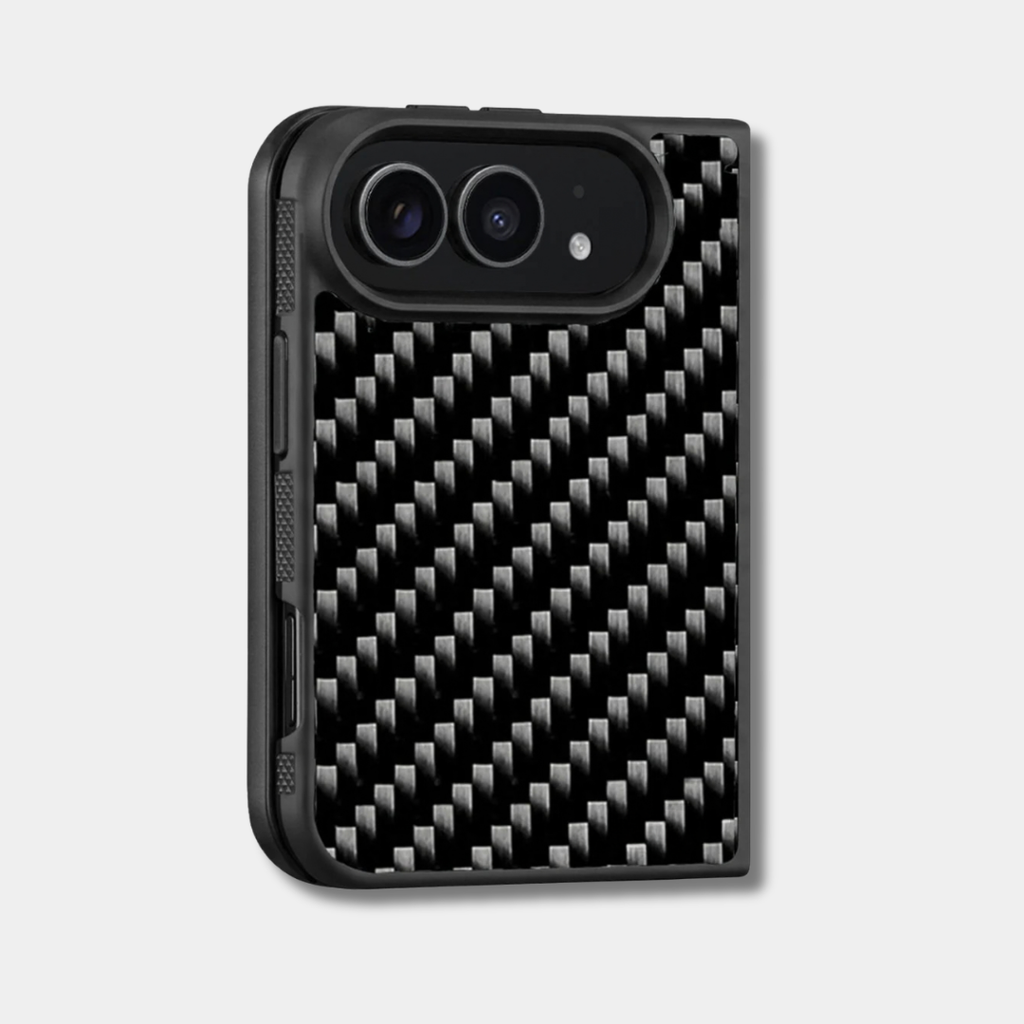 Coque iPhone Duo en fibre de carbone tissée Fibernium, de trois quarts