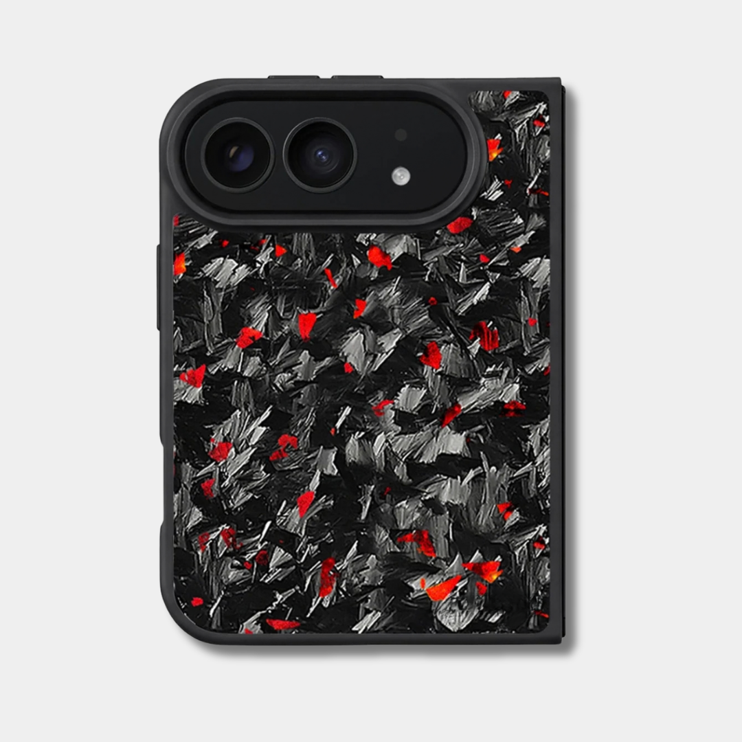 Coque iPhone Duo en carbone forgé BRUTE coloré, teinte rouge, vue de dos
