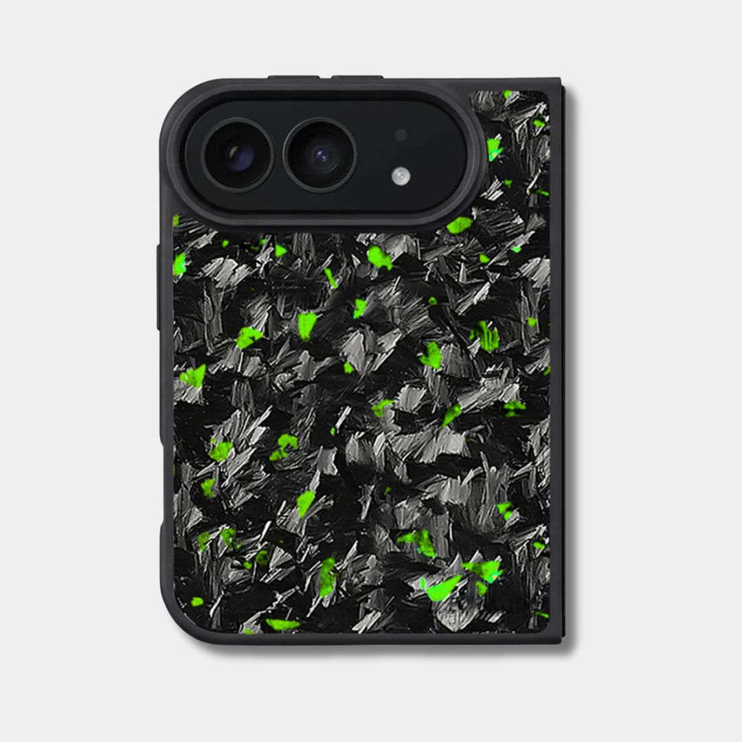 Coque iPhone Duo en carbone forgé BRUTE coloré, teinte vert, vue de dos