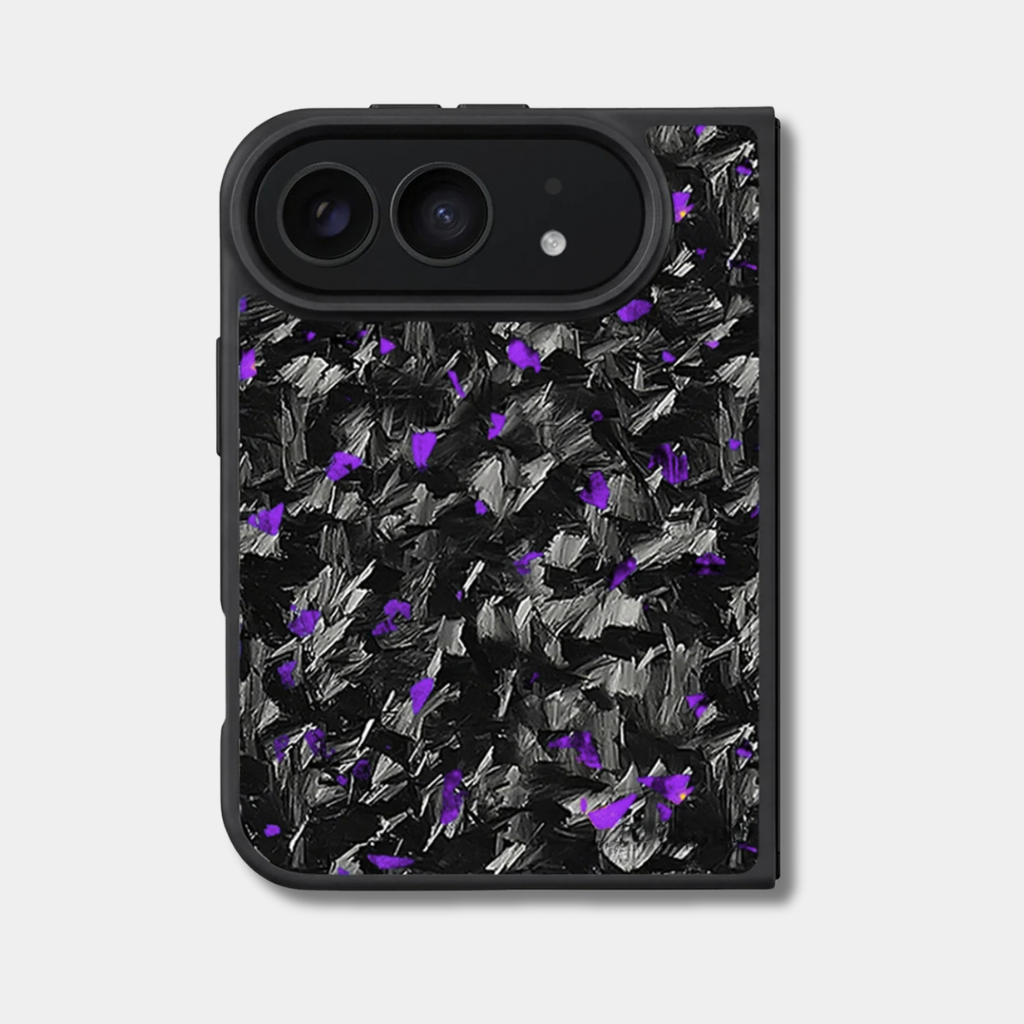Coque iPhone Duo en carbone forgé BRUTE coloré, teinte violet, vue de dos