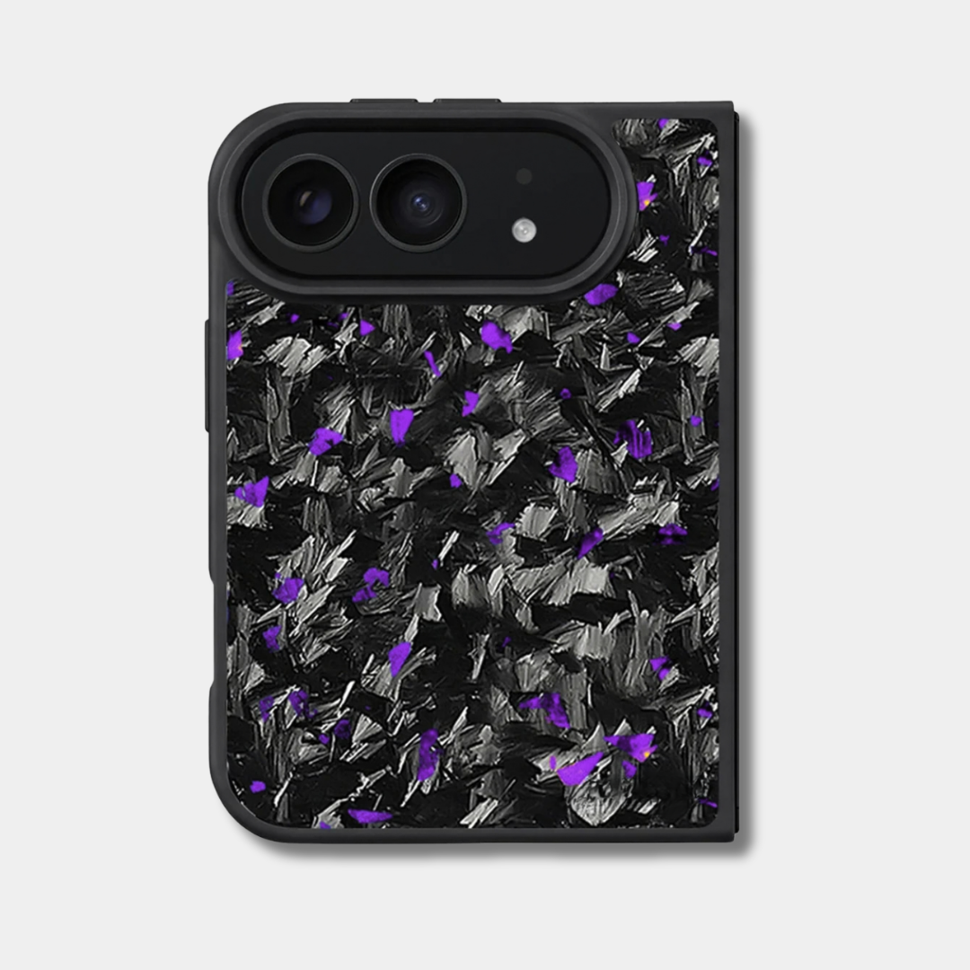 Coque iPhone Duo en carbone forgé BRUTE coloré, teinte violet, vue de dos