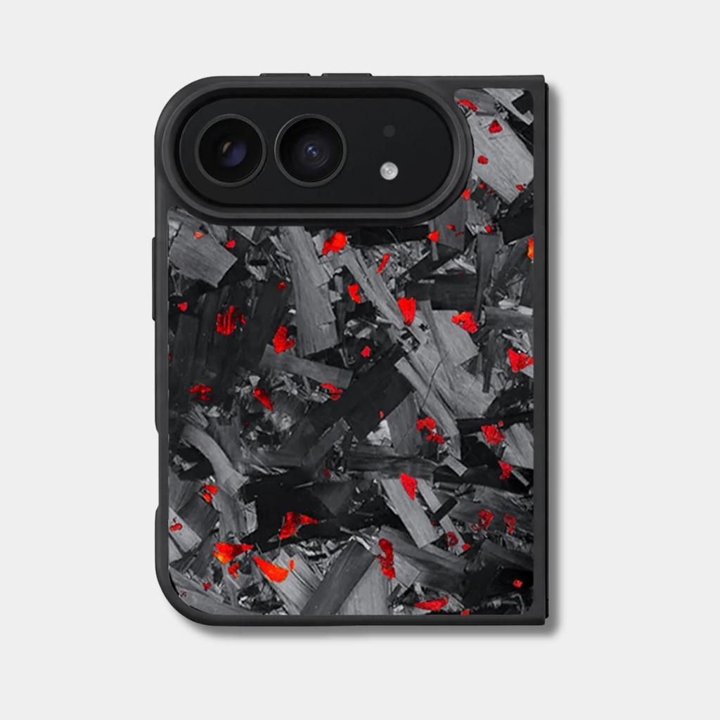 Coque iPhone Duo en carbone forgé coloré Fibernium, teinte rouge, vue de dos