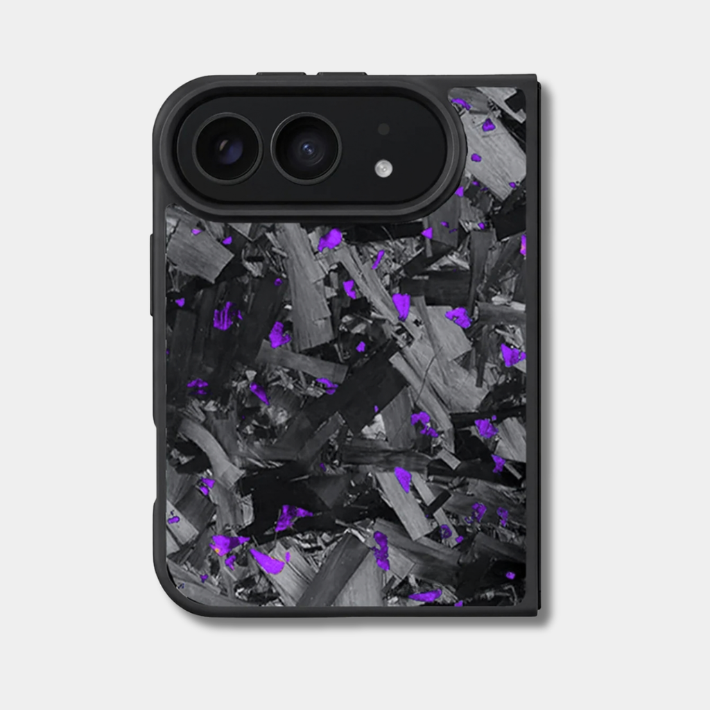 Coque iPhone Duo en carbone forgé coloré Fibernium, teinte violet, vue de dos