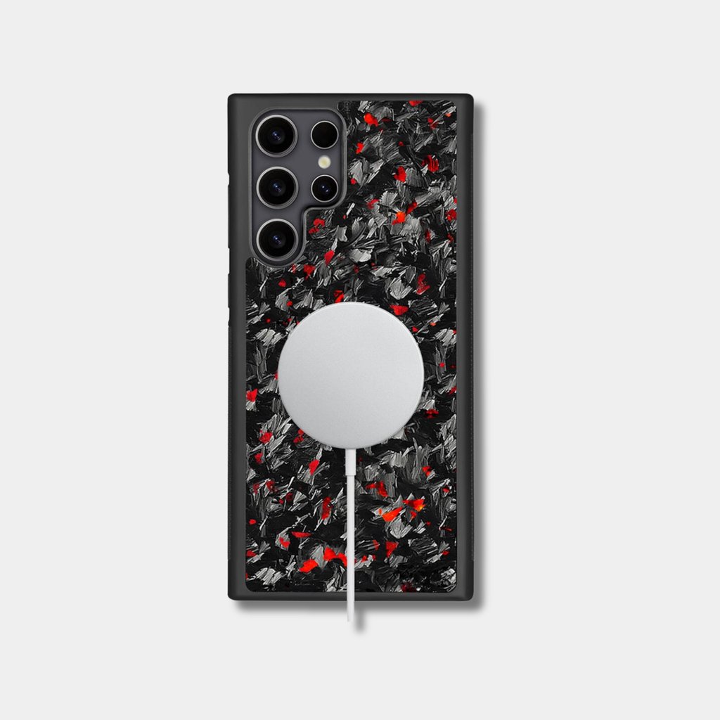 Coque Samsung Carbone BRUTE colorée de Fibernium, protection en plastique avec motif carbone et finition colorée, vue de face.